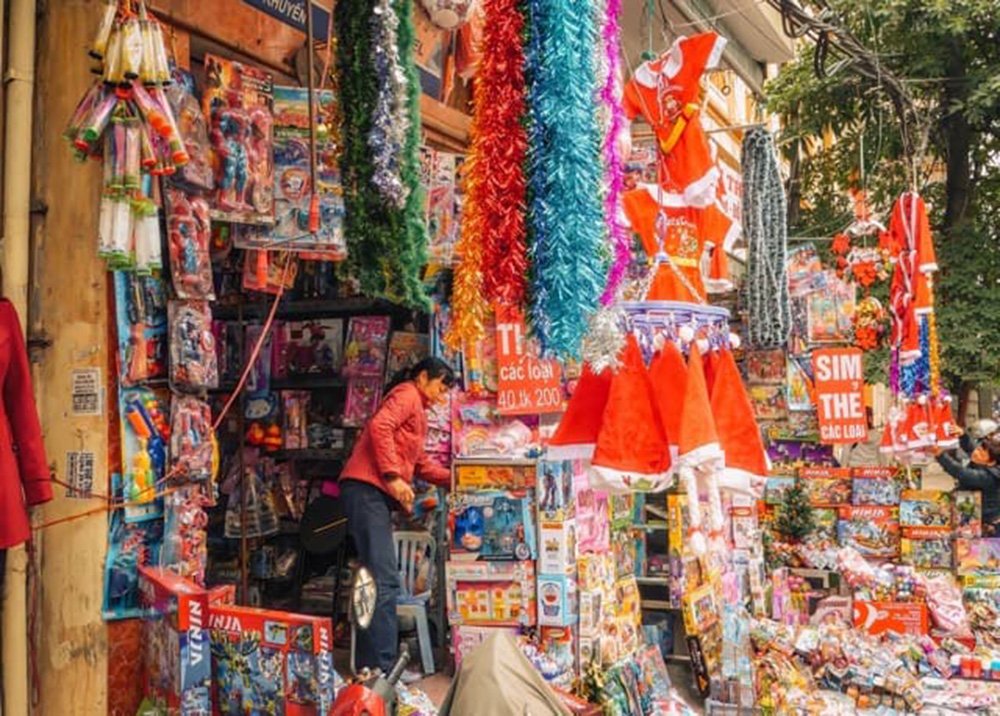 A toy store in the Old Quarter of Vietnam's Hanoi: A toy store displaying an array of colorful toys in Hanoi's Old Quarter.