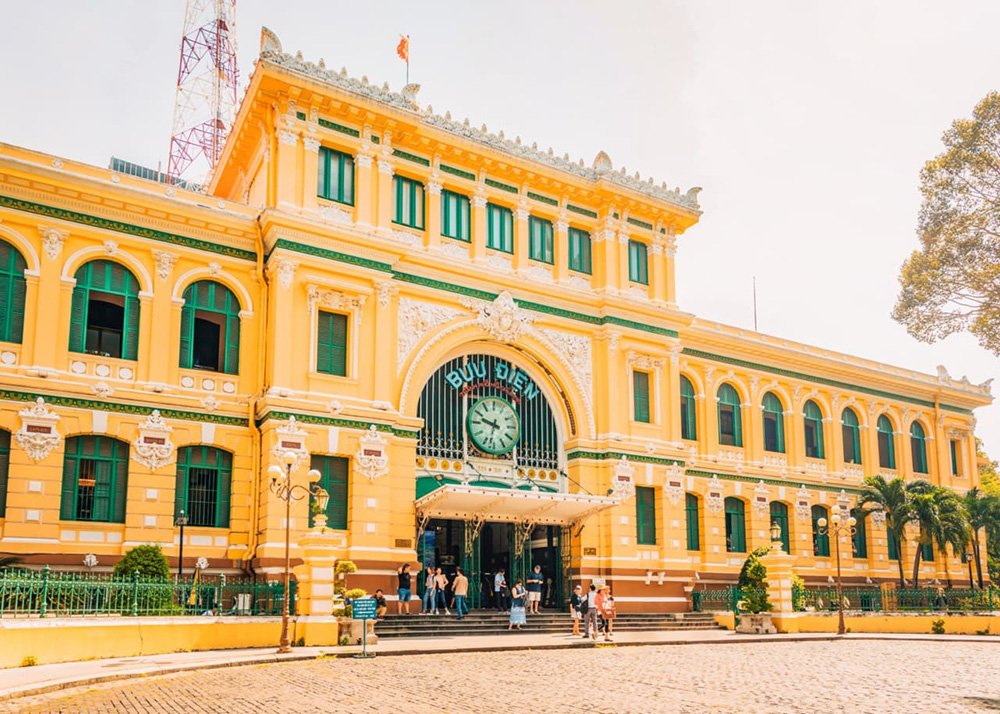 The Central Post Office in Ho Chi Minh City - Vietnam: The historic French colonial-style Central Post Office in Ho Chi Minh City.