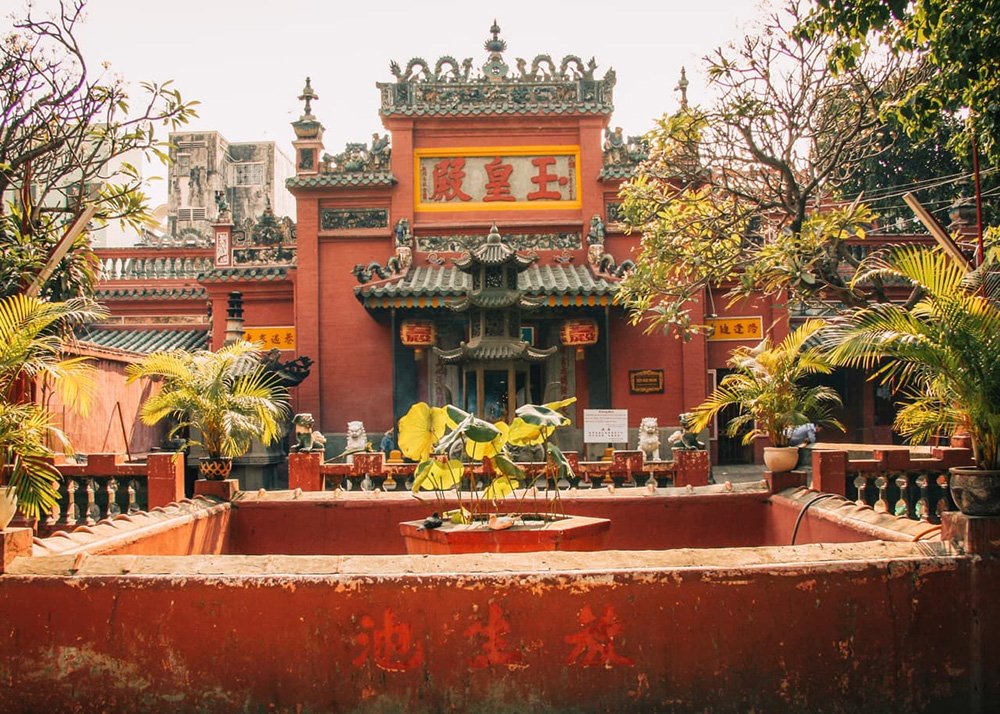 The Jade Emperor Pagoda in Ho Chi Minh City - Vietnam: The colorful and intricate Jade Emperor Pagoda, surrounded by greenery.