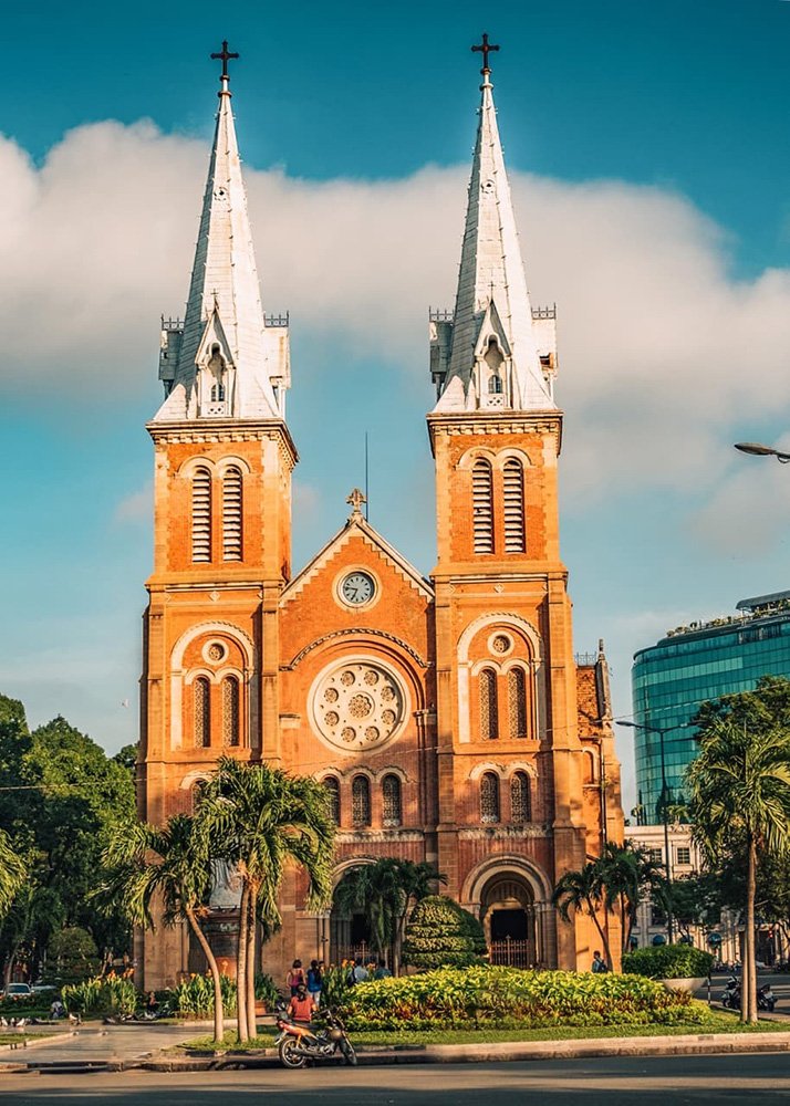 The Notre Dame Cathedral in Ho Chi Minh City - Vietnam: The exterior of the Notre Dame Cathedral, a French colonial-style church in Ho Chi Minh City.