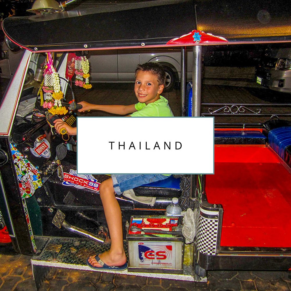 Cover image with the text "Thailand" clicking this image will bring you to the Thailand family travel guides on Sas Crossing Countries.