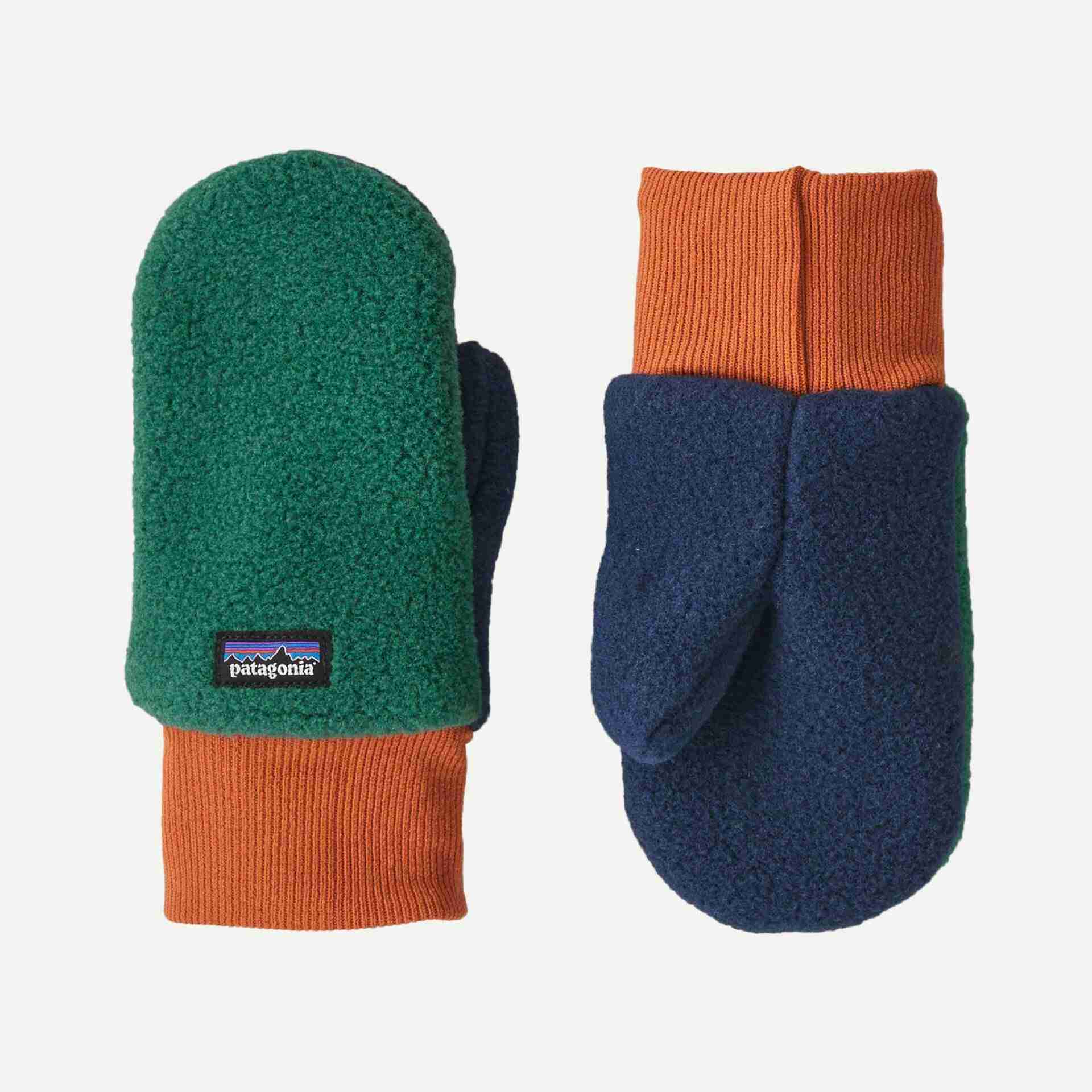 A product image for a pair of fleece mittens for babies and toddlers from the brand Patagonia. Clicking this image will take you to the product page