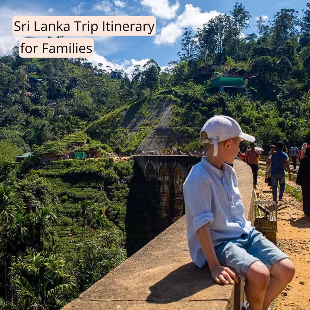 Cover image with the text "Sri Lanka Trip Itinerary for Families" clicking this image will bring you to this post on Sas Crossing Countries.