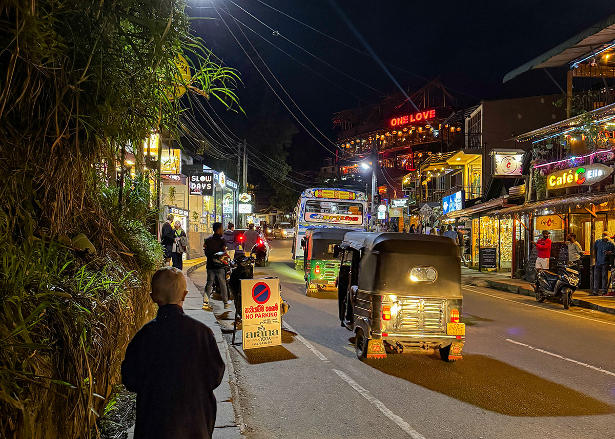 Ella Road in Ella Town Center at night