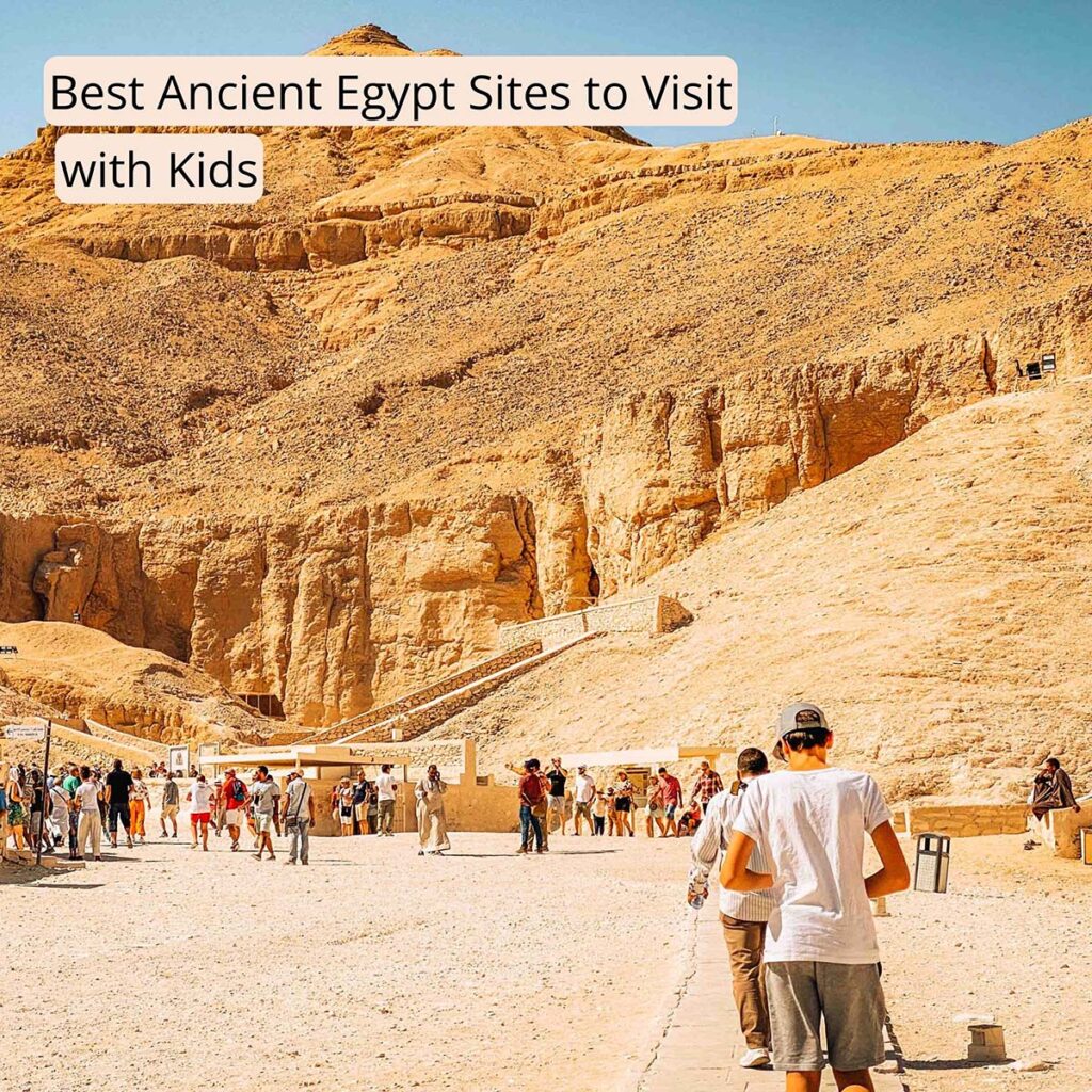 Cover image for a family travel blog post titled "13 Best Ancient Egypt Sites to Visit with Kids".