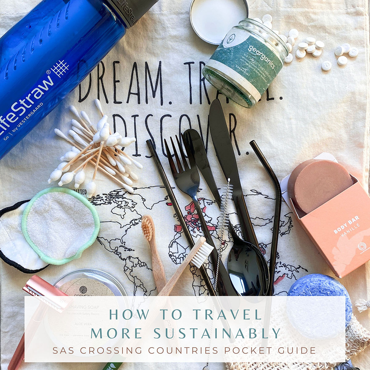 Cover of the downloadable pocket guide: How to Travel More Sustainably